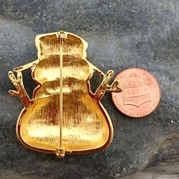 Awwww Smiling Snowman Enamel Vintage Brooch 1041 - Picture 4 of 5